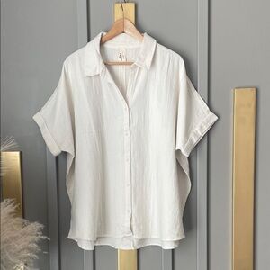 Pact organic cotton double gauze button up shirt